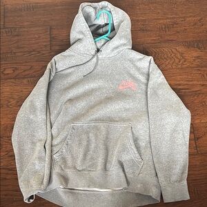 Nike SB Heather Gray Hoodie with Pink Emblem